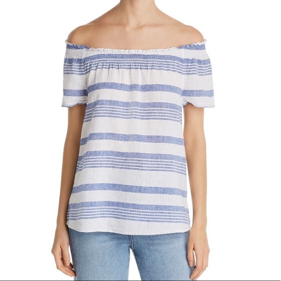 Striped linen off-the-shoulder top - Picture 5 of 5